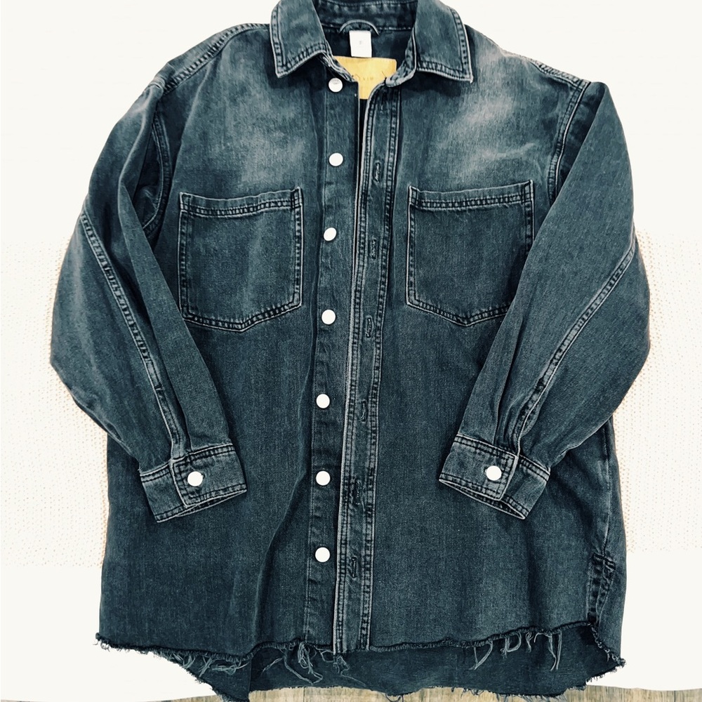 H&M oversized black denim jacket